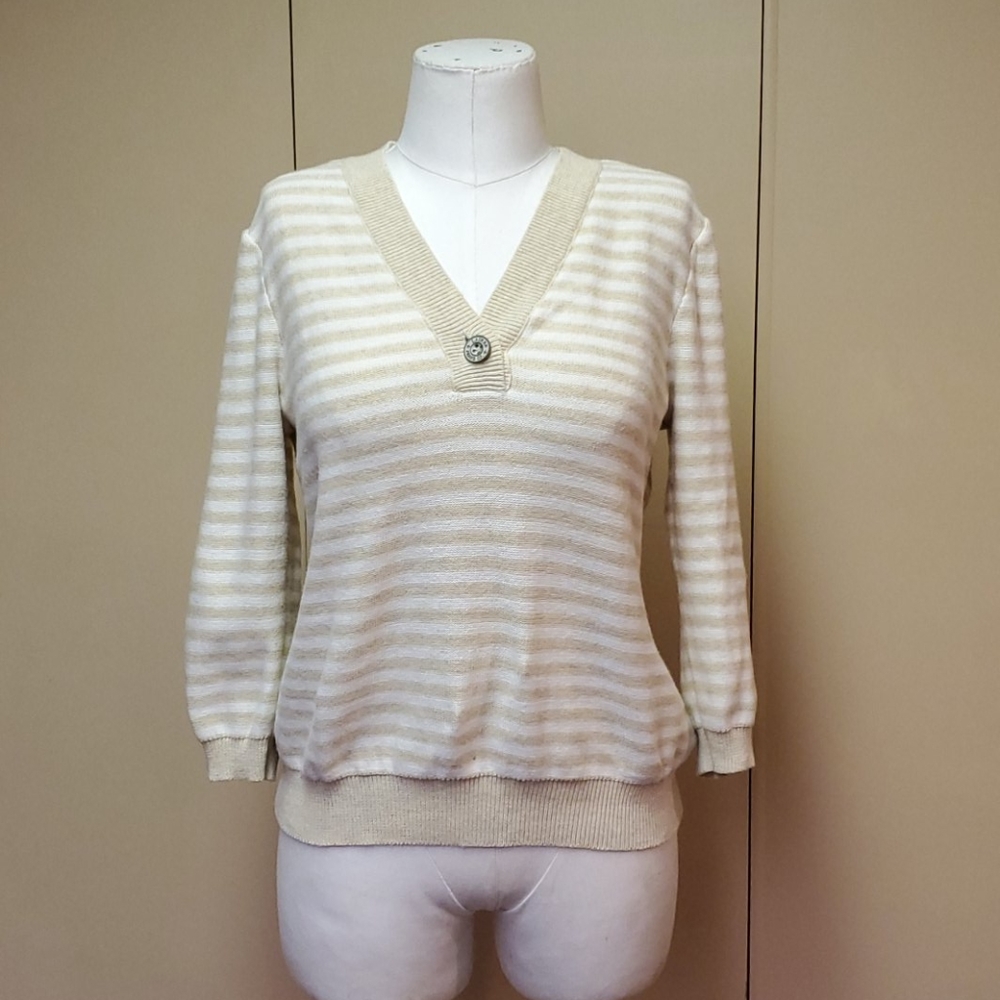 Ralph lauren cream and tan striped sweater
